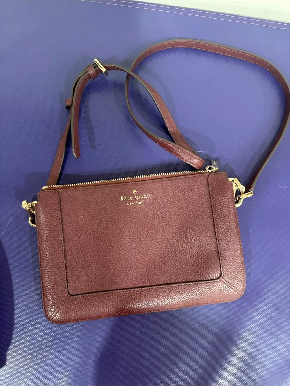 kate spade Pebbled Leather Crossbody in Wine